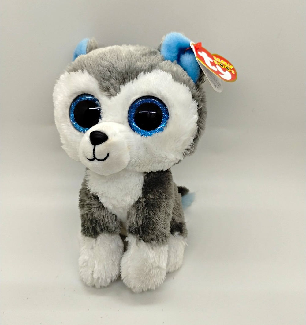Ty Beanie Boos Slush Husky Plush Gray White Blue Glitter Eyes 2016 - Tysilk